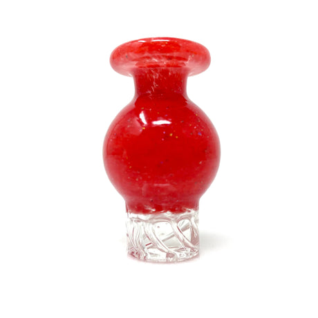 AFM Dot Turbo Glass Spinner Carb Cap in red with 2 pearls, front view on white background