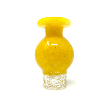 AFM Dot Turbo Yellow Glass Spinner Carb Cap with Intricate Base Design, Front View