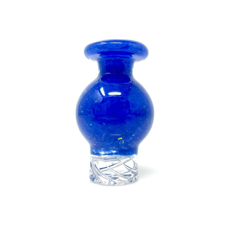 AFM Dot Turbo Glass Spinner Carb Cap in vibrant blue with 2 quartz pearls - Front View