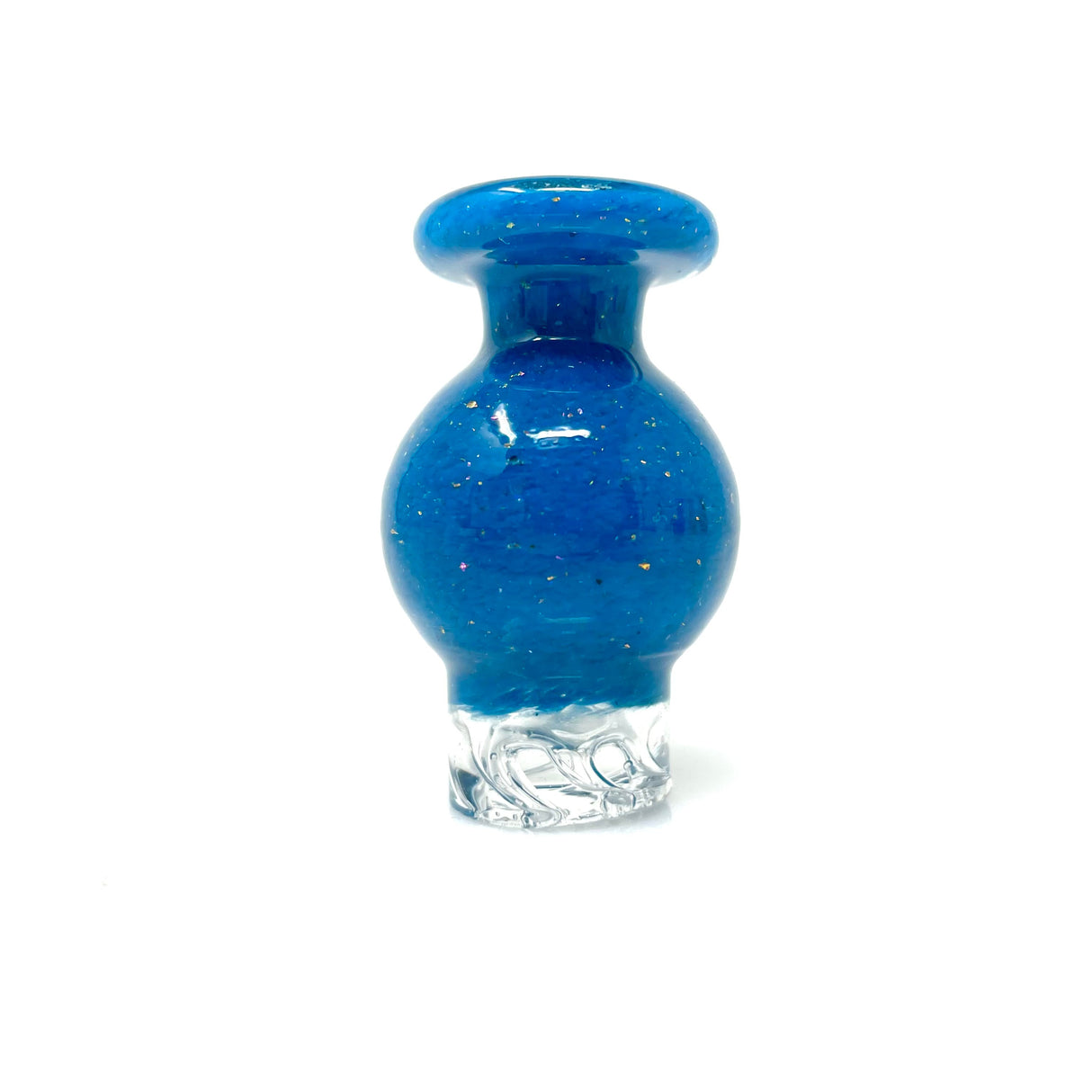 AFM Dot Turbo Blue Glass Spinner Carb Cap with 2 Terp Pearls - Front View on White Background