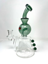 AFM 9" Bubble Head Recycler Dab Rig with 14mm Female Joint and Borosilicate Glass, Front View