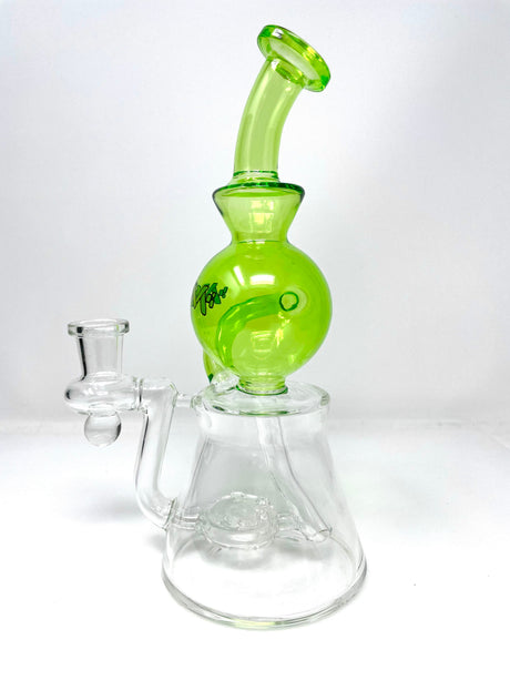 9" AFM Bubble Head Recycler Dab Rig with 14mm Female Joint and Borosilicate Glass, Front View