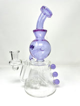 9" AFM Bubble Head Recycler Dab Rig with 14mm Female Joint and Borosilicate Glass, Front View