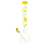 MAV Glass 18" Positivity Bong with Bubble Bottom Base and Yellow Top, Front View