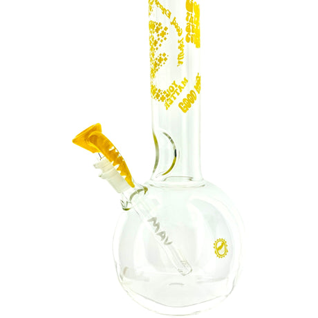 MAV Glass 18" Positivity Bong with Bubble Bottom Base and Yellow Top, Front View