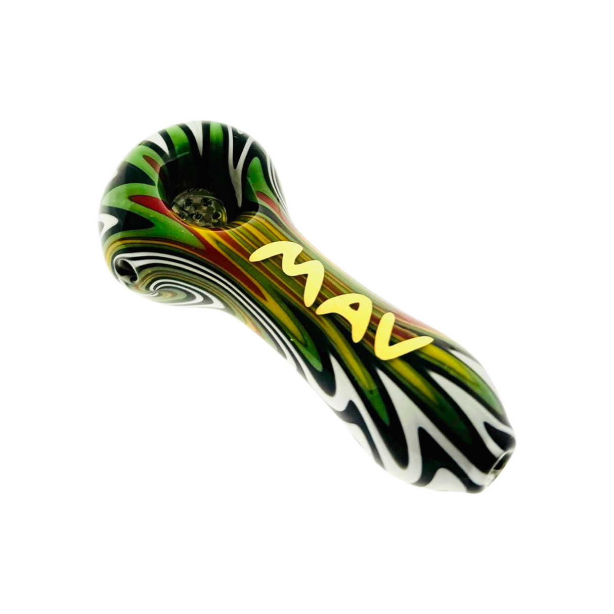 MAV Glass Wigwag Golden Professional Hand Pipe with Borosilicate Colored Glass