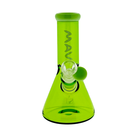 MAV Glass 7" Mini Beaker Bong in 2-tone green, 14mm Borosilicate glass, front view on white background