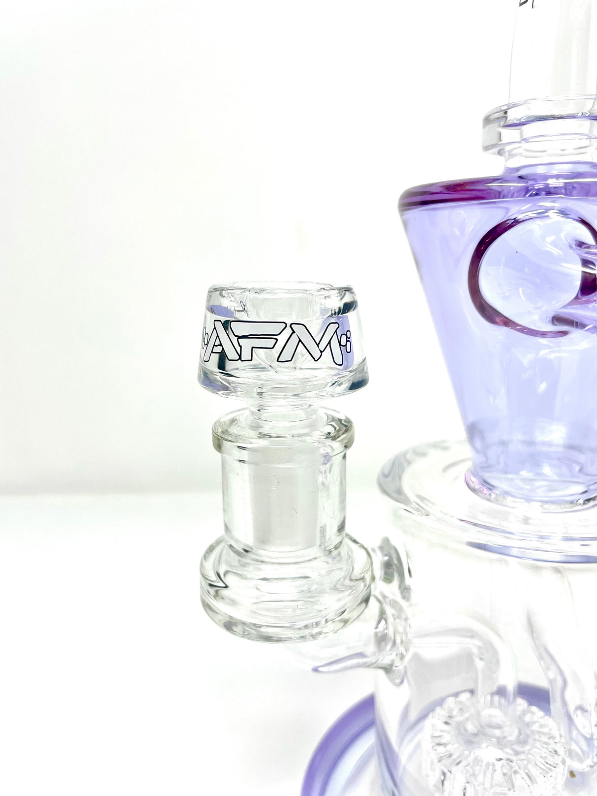 AFM Clear Single Hole Bowl for Bongs, 14mm, Close-Up Side View on Glass Bong