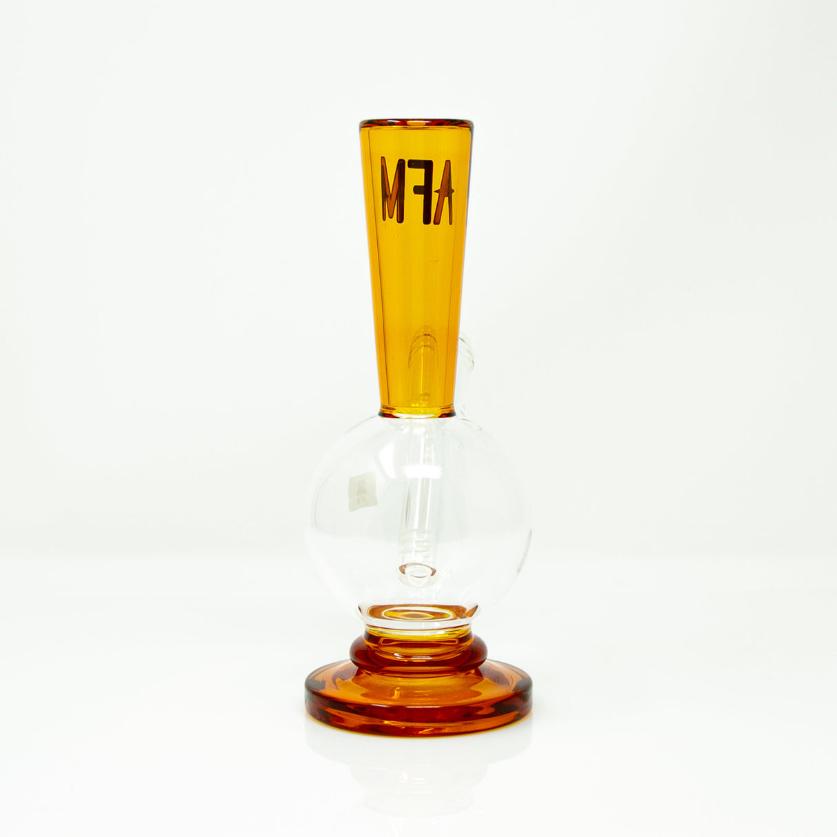 AFM 8" Ball Mini Rig with Bent Neck and Amber Color Accents, Front View on White Background