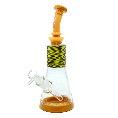 10.5" AFM Glass Wig Wag Beaker Bong with Multicolor Accents and 14mm Female Joint