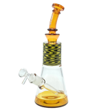 10.5" AFM Glass Wig Wag Beaker Bong with Multicolor Accents, Front View on White Background