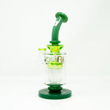 9" AFM Flex Double Color Arm Glass Dab Rig with Showerhead Perc and Bent Neck - Front View