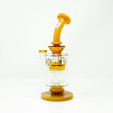 9" AFM Flex Double Color Arm Glass Dab Rig with Showerhead Perc and Bent Neck - Front View