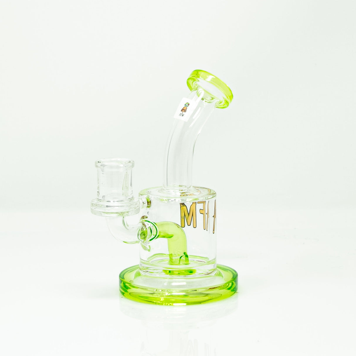 AFM 6.5" Killer Colored Glass Mini Dab Rig with Bent Neck and Green Accents