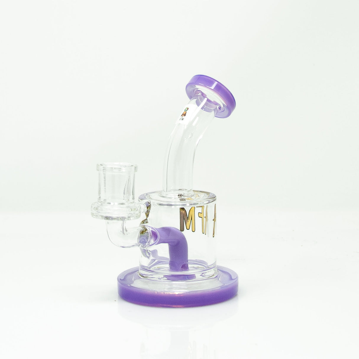 AFM 6.5" Killer Mini Dab Rig with Bent Neck and Purple Color Accents - Front View