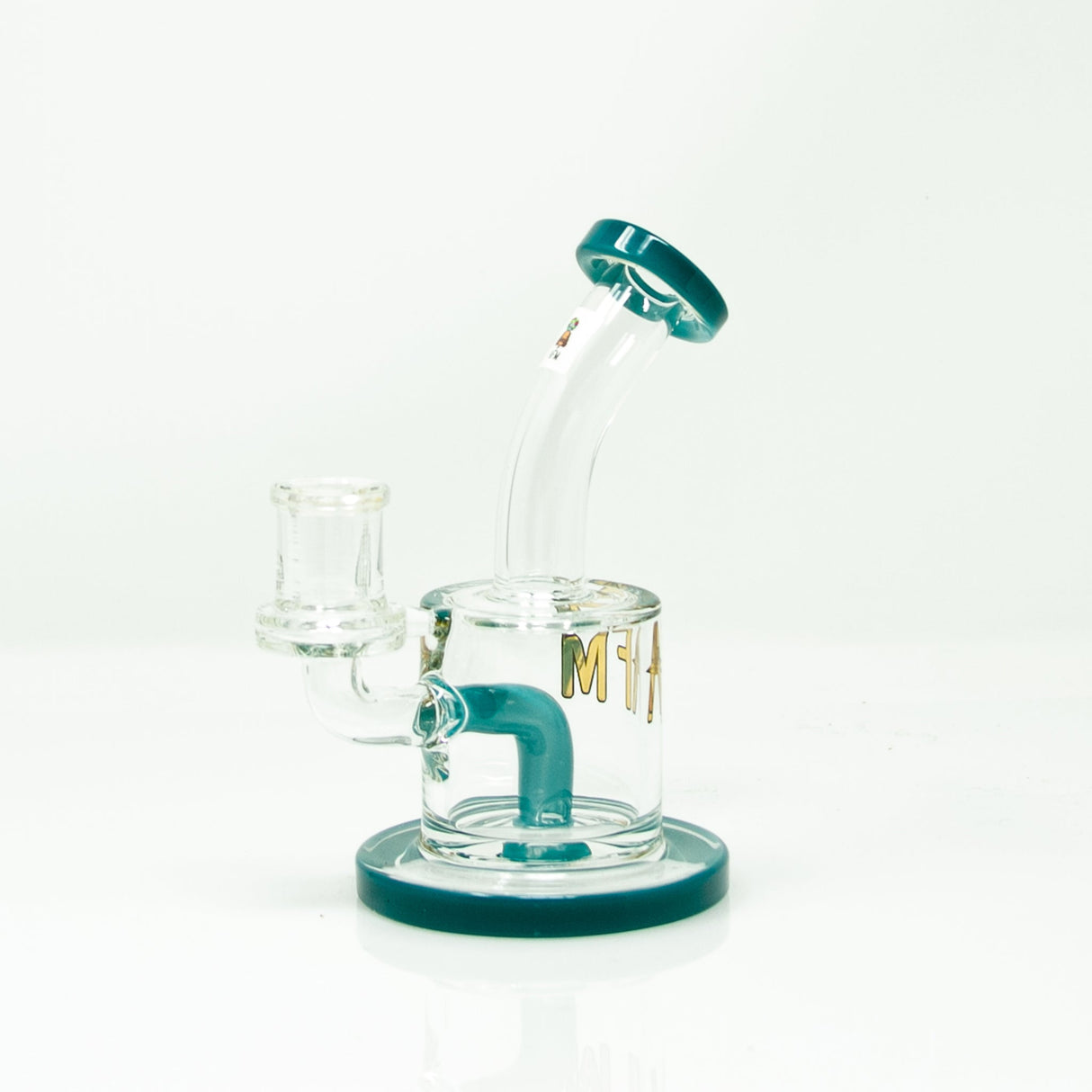 AFM 6.5" Killer Colored Glass Mini Dab Rig with Bent Neck and 14mm Female Joint - Front View