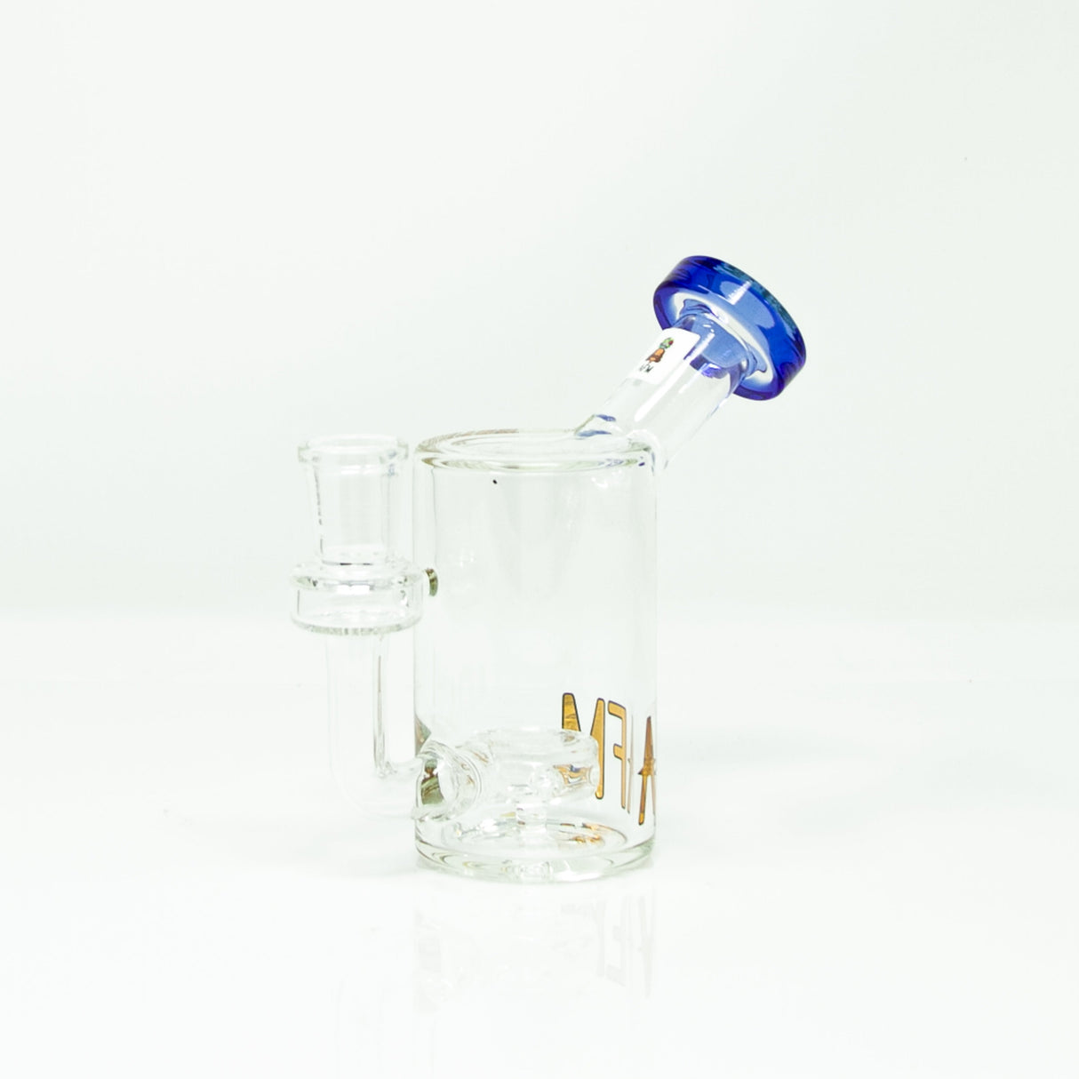 AFM 5.5" Tiny Can Mini Dab Rig with Showerhead Perc and Blue Accents - Front View