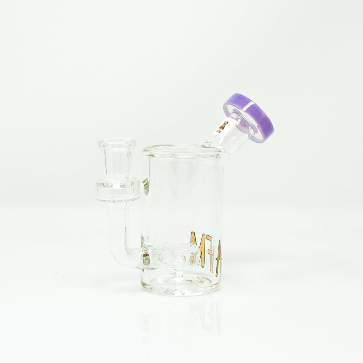 AFM Tiny Can Glass Mini Dab Rig, 5.5" with Showerhead Perc, Side View on White Background