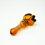 AFM Double Halo Glass Pipe in Amber, Front View on White Background