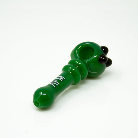 AFM Double Halo Glass Pipe in green with side carb hole, front view on white background