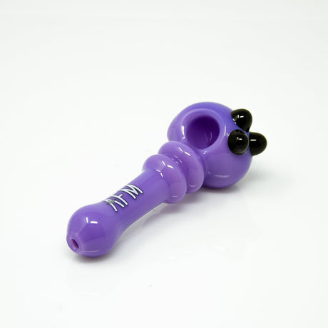 AFM Double Halo Glass Pipe in Purple with Side Carb - Angled Side View