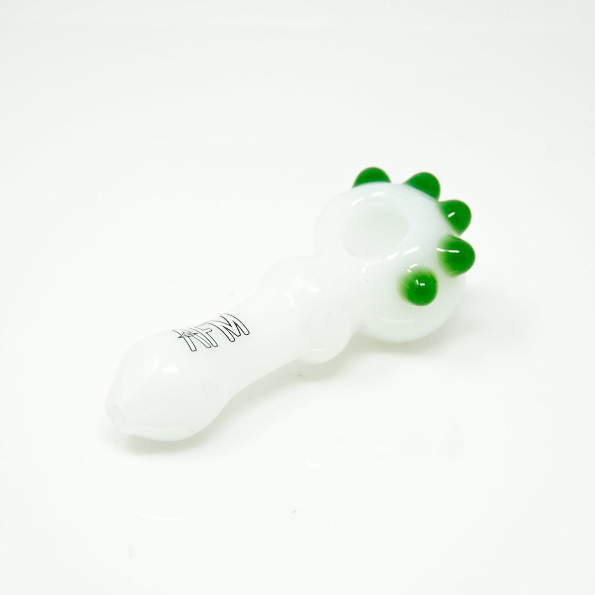 AFM 4" Spikey Color Glass Hand Pipe with Green Accents - Top View