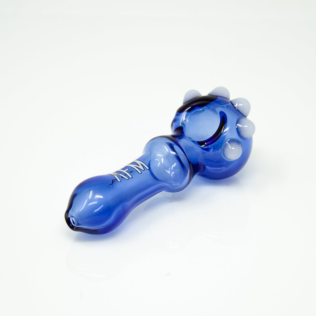 AFM 4" Spikey Blue Glass Hand Pipe with Deep Bowl - Top View