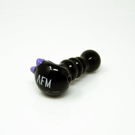 AFM 4" Three Point Color Hand Pipe in black with purple accents, front view on white background