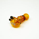 AFM 4" Three Point Color Hand Pipe in Amber, Angled Side View on White Background