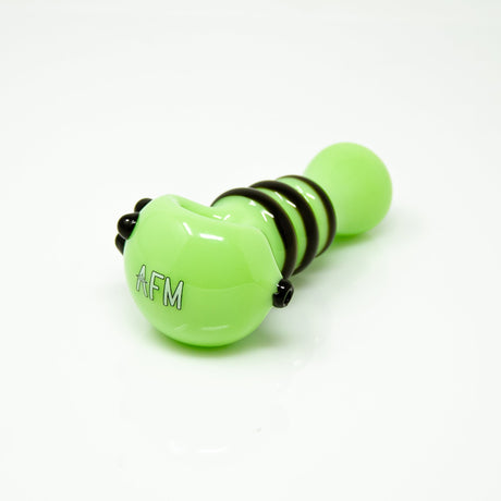 AFM 4.5" Tiger Stripe Color Hand Pipe in Lime Green with Black Accents - Top View