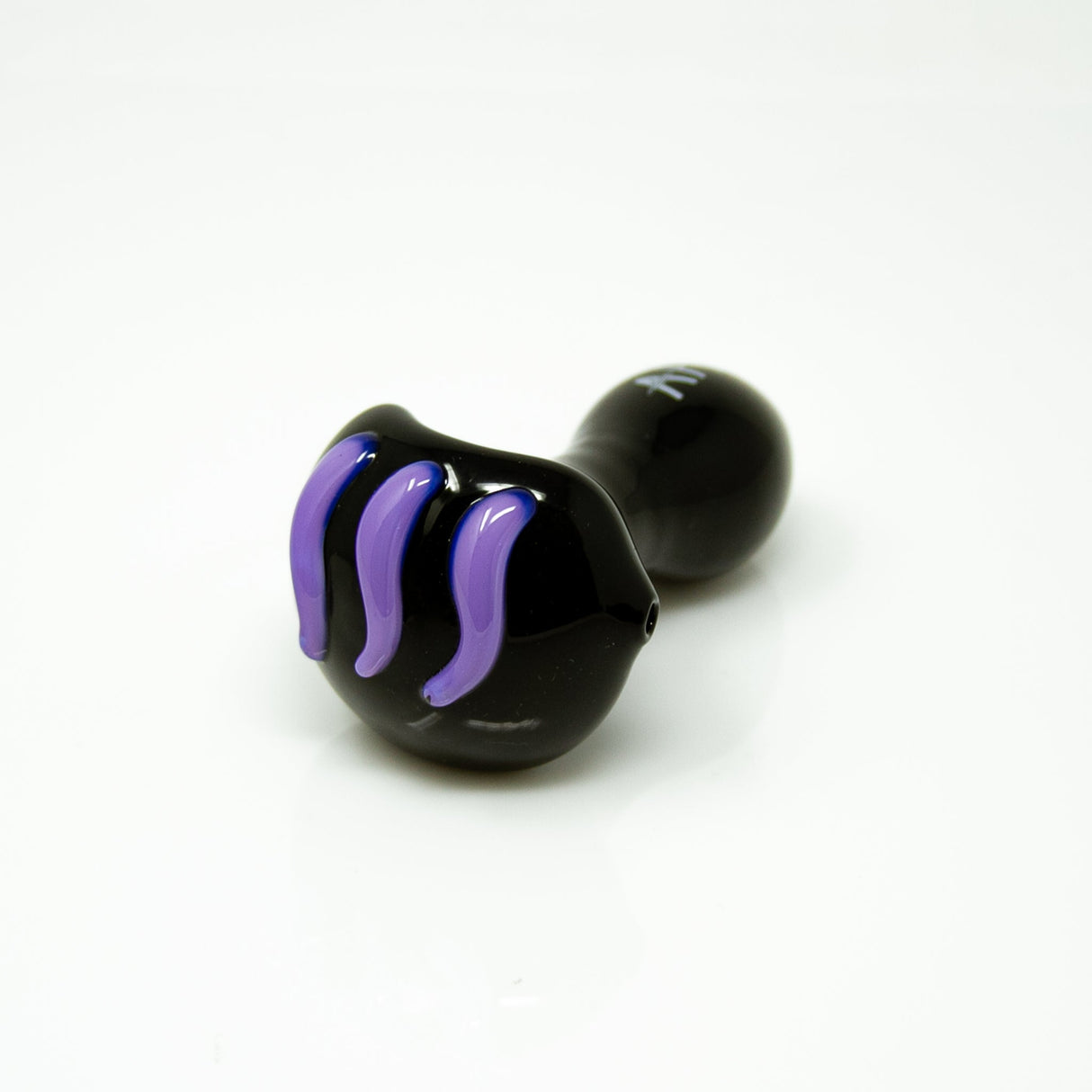 AFM 4.5" Tiger Claw Hand Pipe in Borosilicate Glass with Purple Accents - Front View