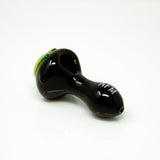 AFM 4.5" Tiger Claw Black Hand Pipe with Green Accents - Borosilicate Glass Spoon