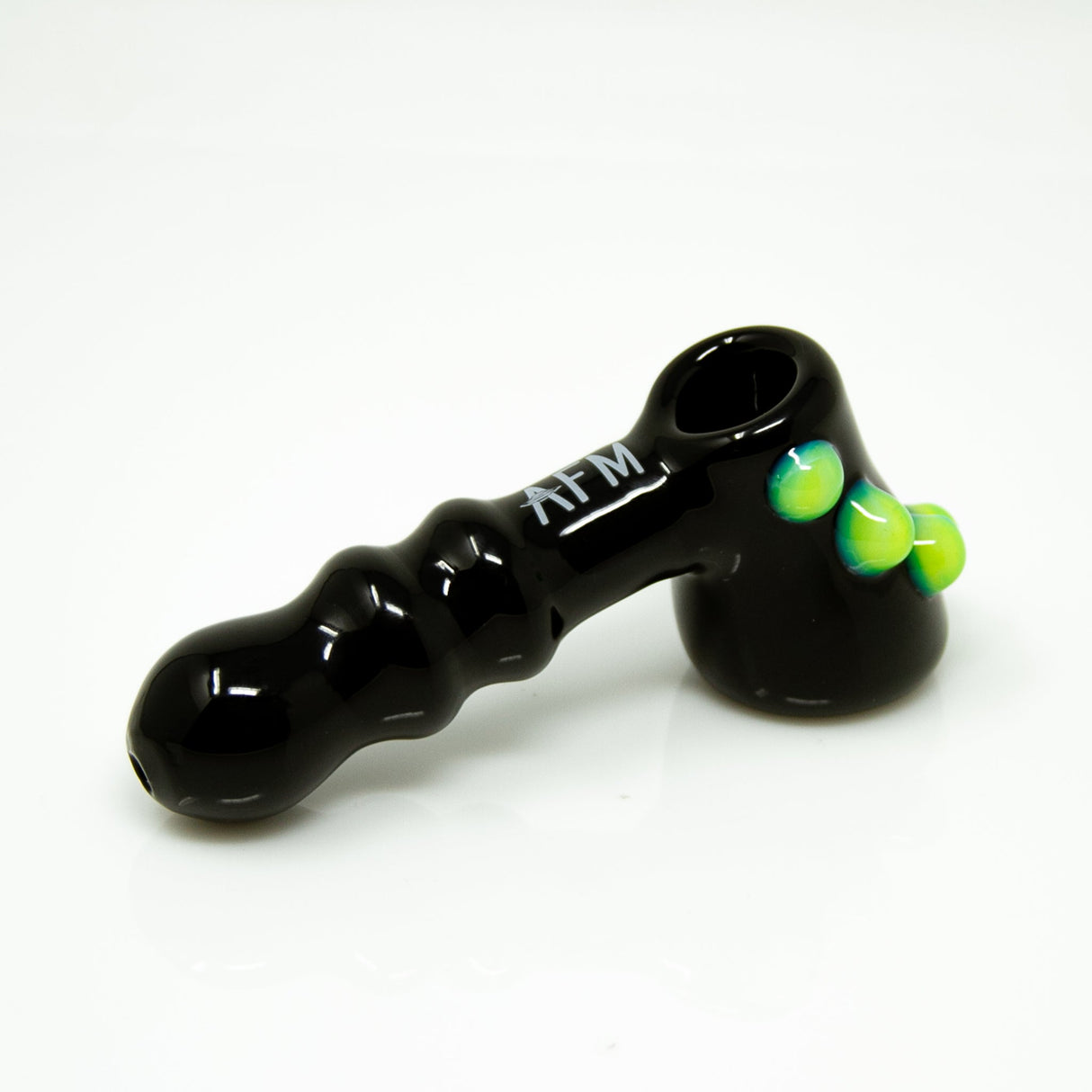 AFM Fire Breather Glass Hand Pipe, 5" black borosilicate with vibrant color accents