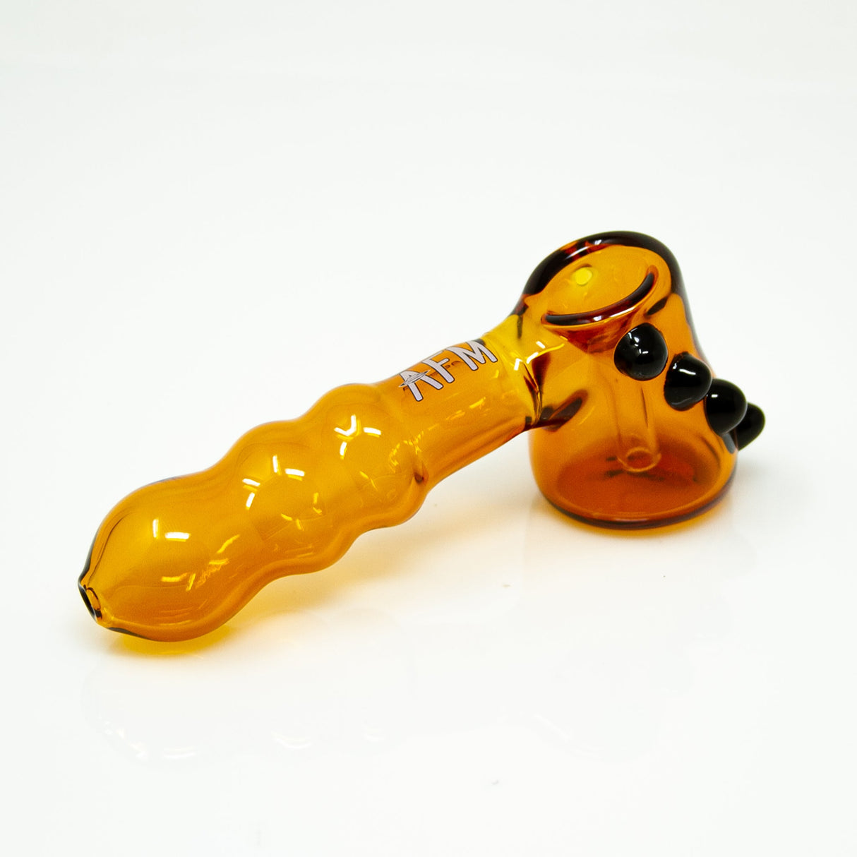 5" AFM Fire Breather Glass Hand Pipe - Amber Colored Borosilicate, Side View