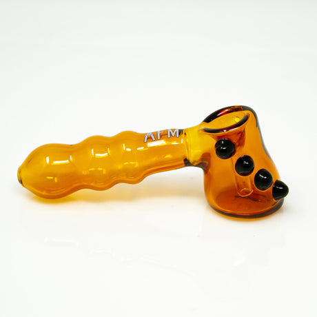 AFM Fire Breather 5" Glass Hand Pipe in Amber - Angled Side View with Deep Bowl