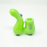 AFM 3.5" Groovy Glass Green Sherlock Hand Pipe with Deep Bowl - Front View