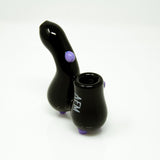 AFM 3.5" Groovy Glass Sherlock Hand Pipe in Black with Purple Accents - Angled View