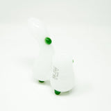 AFM 3.5" Groovy Glass Sherlock Hand Pipe with Green Accents - Front View