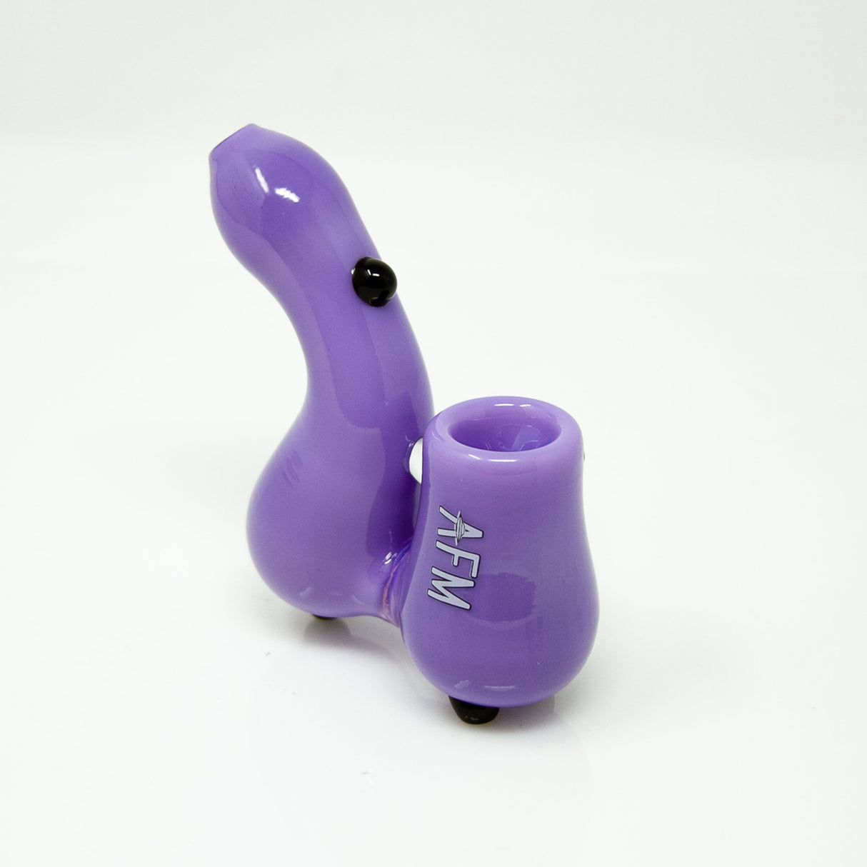 AFM 3.5" Groovy Glass Sherlock Hand Pipe in Purple, Angled Side View