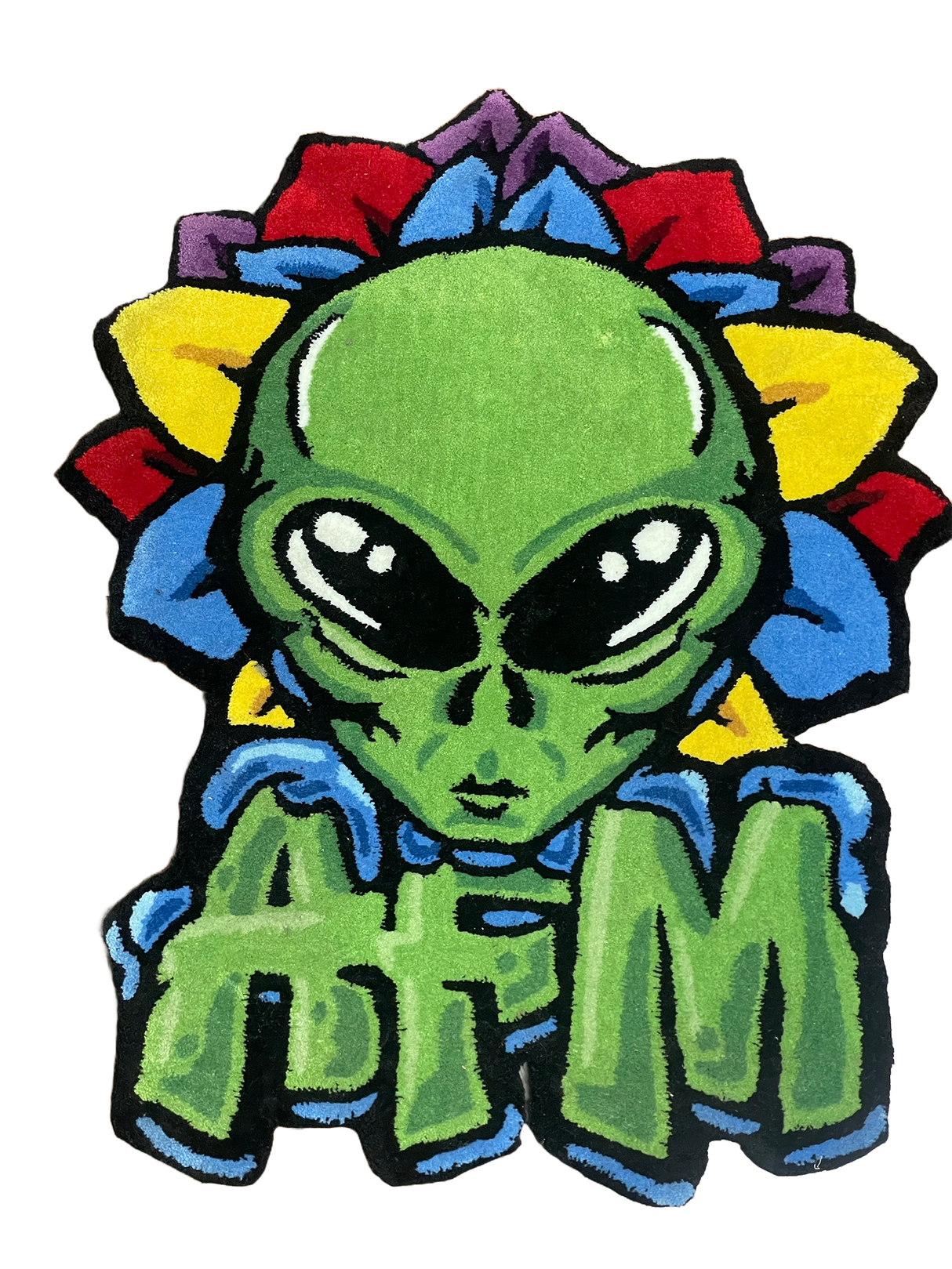 AFM Tufted Rug with Colorful Alien Design, 31" x 39", Classic Home Decor