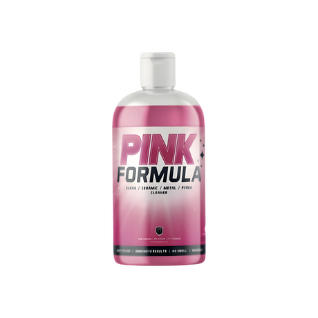 Resolution Pink Formula Cleaner 16OZ bottle front view for cleaning glass, ceramic, and metal