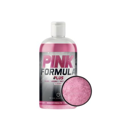 Resolution Pink Formula Plus Cleaner 16OZ front view with magnified salt texture