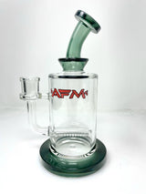 8" AFM Glass Dab Rig with Milky Inline Perc, Bent Neck & Colored Accents, Front View