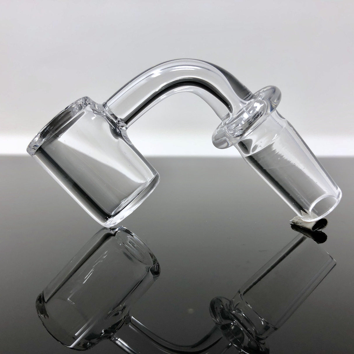 AFM 3mm Quartz Banger with Beveled Edge - Clear, Angled Side View on Reflective Surface