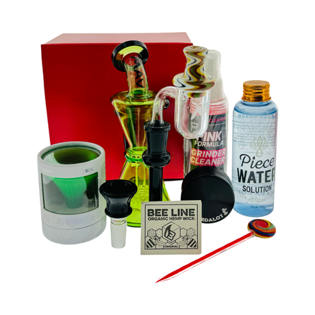 MAV Glass 710/420 Red Box Bundle with Dab Rig, Banger, Apparel, and Cleaning Supplies