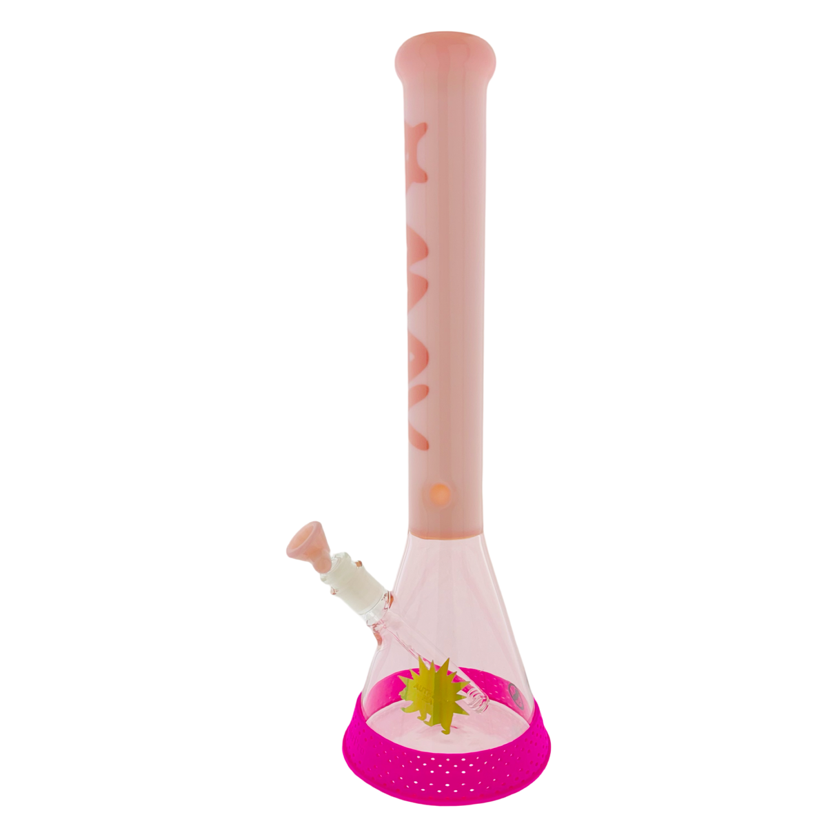 MAV Glass 18" Pink Bubblegum Bong with Showerhead Perc, Front View on White Background