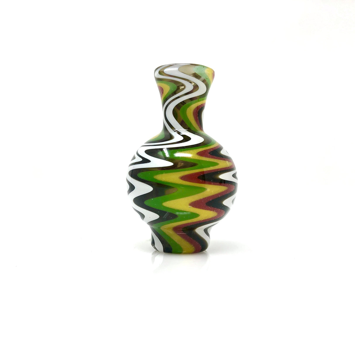 AFM Reversal Bubble Spinner Cap with colorful swirl design and 2 glass pearls, front view on white background