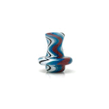 AFM Reversal Spinner Cap in blue and white swirls with 2 pearls, front view on white background