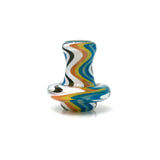 AFM Reversal Spinner Cap with colorful swirl design and two glass pearls, front view on white background