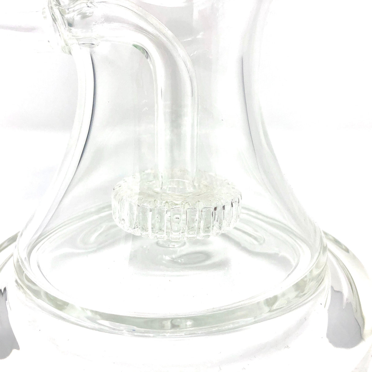 Close-up of AFM Glass Showerhead Perc in 14" Freezable Coil Bong, Borosilicate Glass